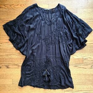 VIX Black Embroidered Cover Up Tunic S Small